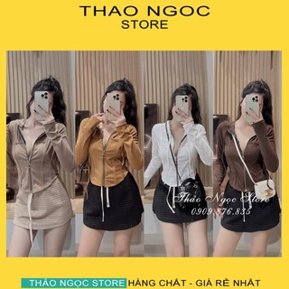 Áo khoác thun nón phối gân