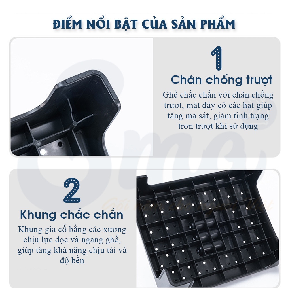Ghế kê chân văn phòng công thái học Ema chất liệu nhựa PP cao cấp giúp giảm tê mỏi chân tăng cường tuần hoàn máu