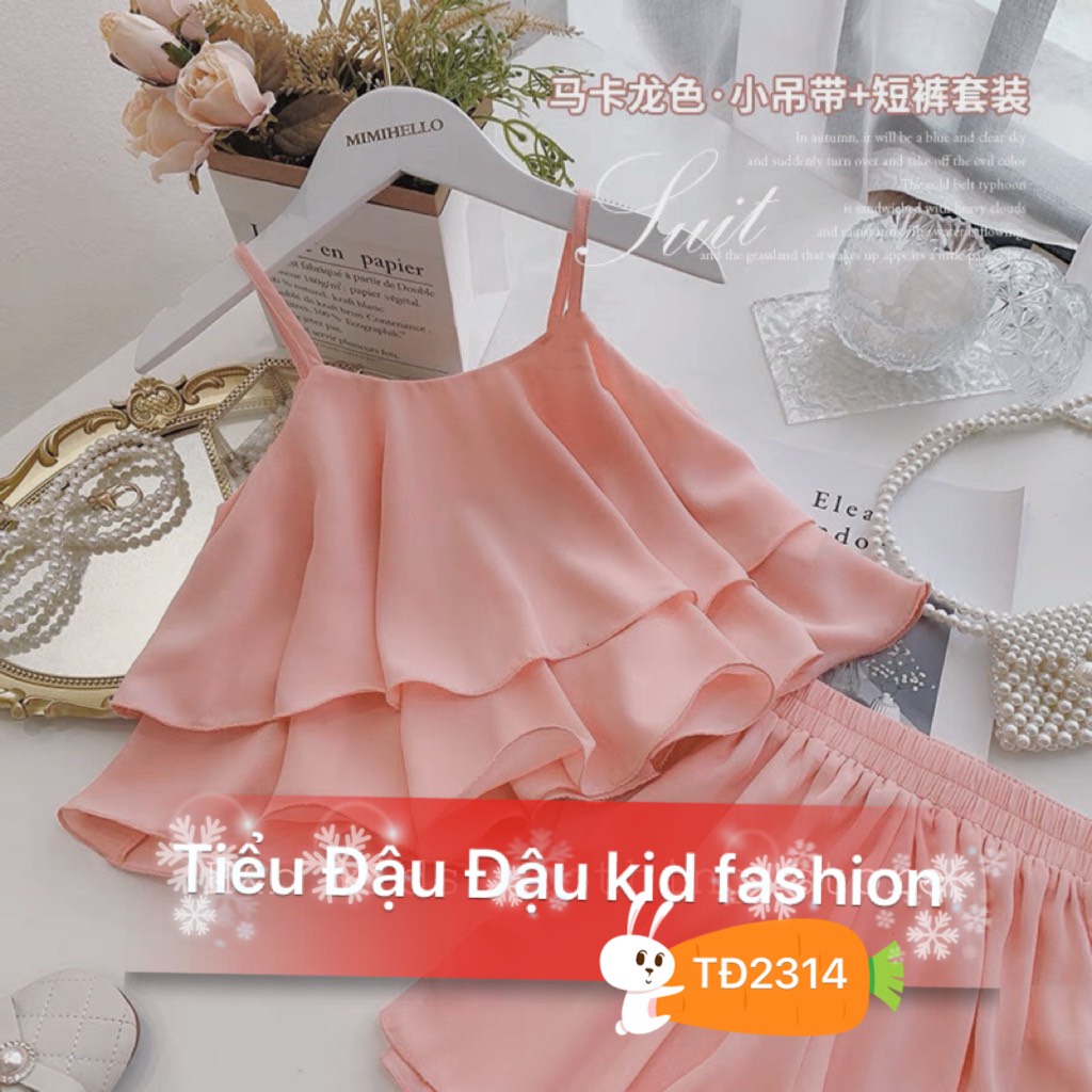 Váy 2 dây bánh bèo sexy thoáng mát cho bé, chất liệu vải lụa mango mặc nhẹ đủ size cho bé từ 10-24kg