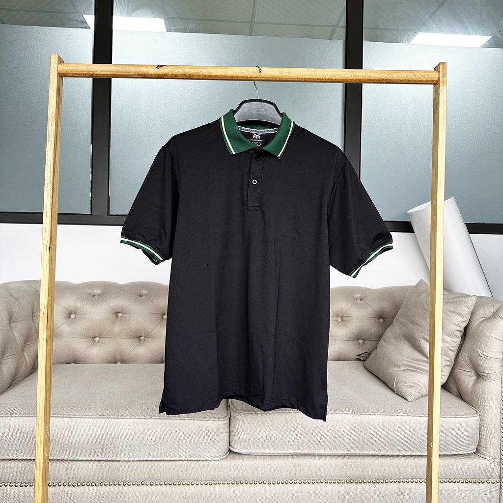 Áo Polo Big Size Nam 85-130KG, Áo thun nam có cổ bo xanh vải cá sấu poly chuẩn form