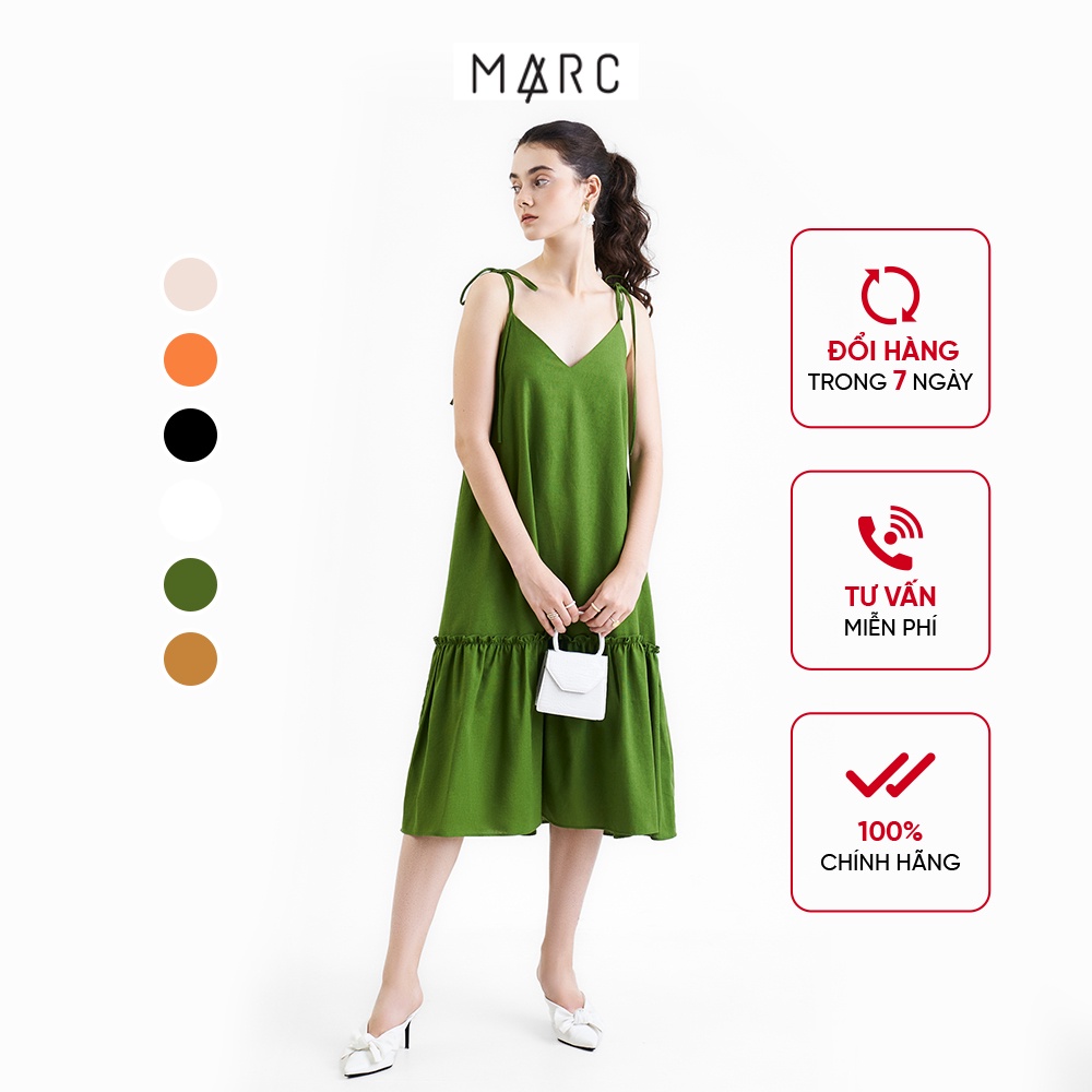 Đầm nữ MARC FASHION linen midi 2 dây xẻ V CBLH049222