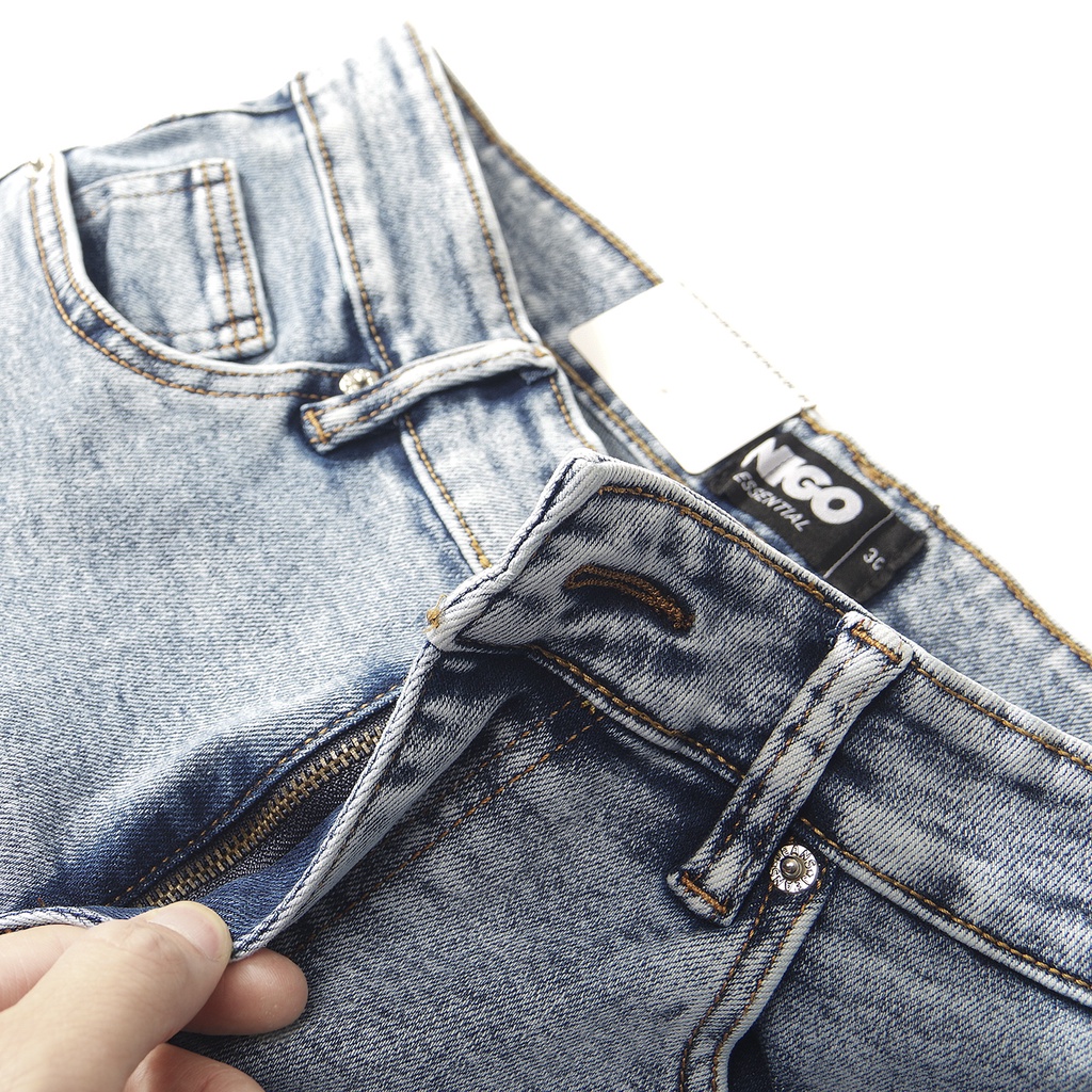 Quần jean nam skinny tape lighblue QJ05 Nigo ống ôm màu xanh sáng co giãn cao cấp