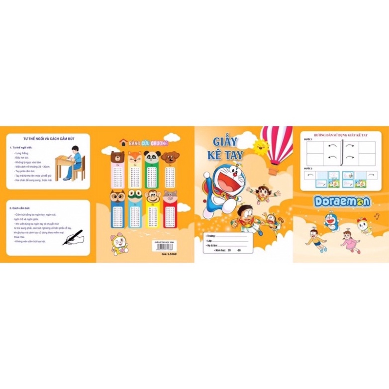 Bìa kê tay giúp vở con luôn sạch đẹp hình Doraemon đáng yêu KN Book