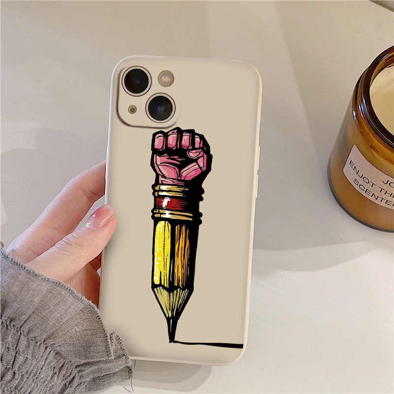 Ốp iphone Bút chì nắm tay quyết tâm Apple iphone Case 7+ 8 plus 12 Pro max 11 Pro X XS MAX XR 14 13pro promax e4313