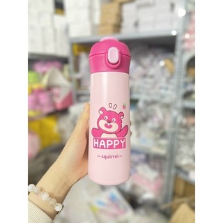 ( sẵn) Bình Giữ Nhiệt Gấu Dâu - 450ml lắp gấp