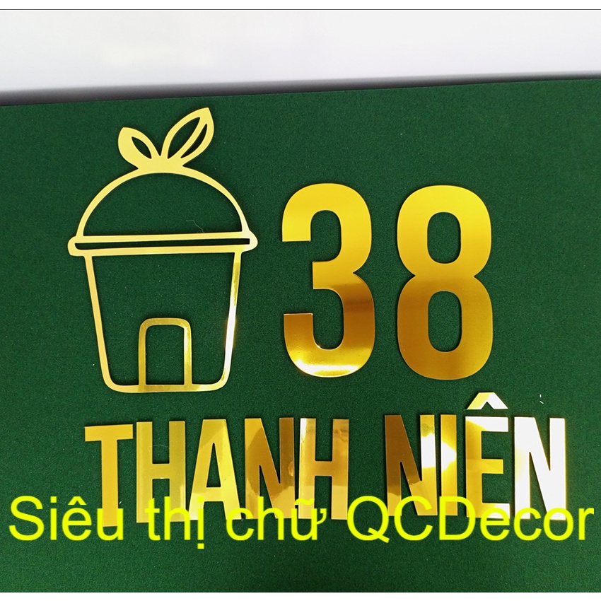 Cao 40cm Chữ Alu Gương Vàng 3mm Dán Tường, Biển quảng cáo