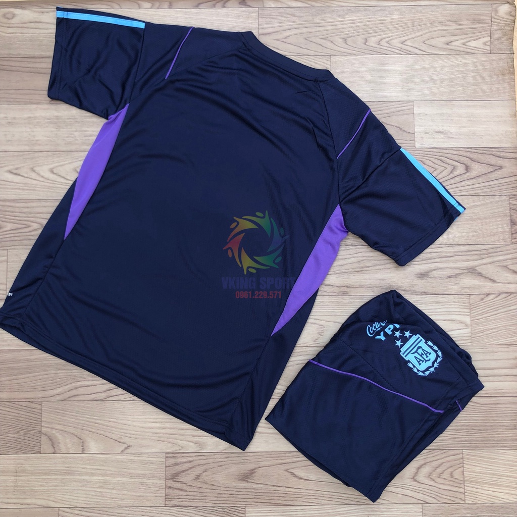 Bộ Quần Áo Bóng Đá Đội Tuyển Argentina 3 Sao Training Vải Kim Cương Màu Than Có In Tên Số Theo Yêu Cầu