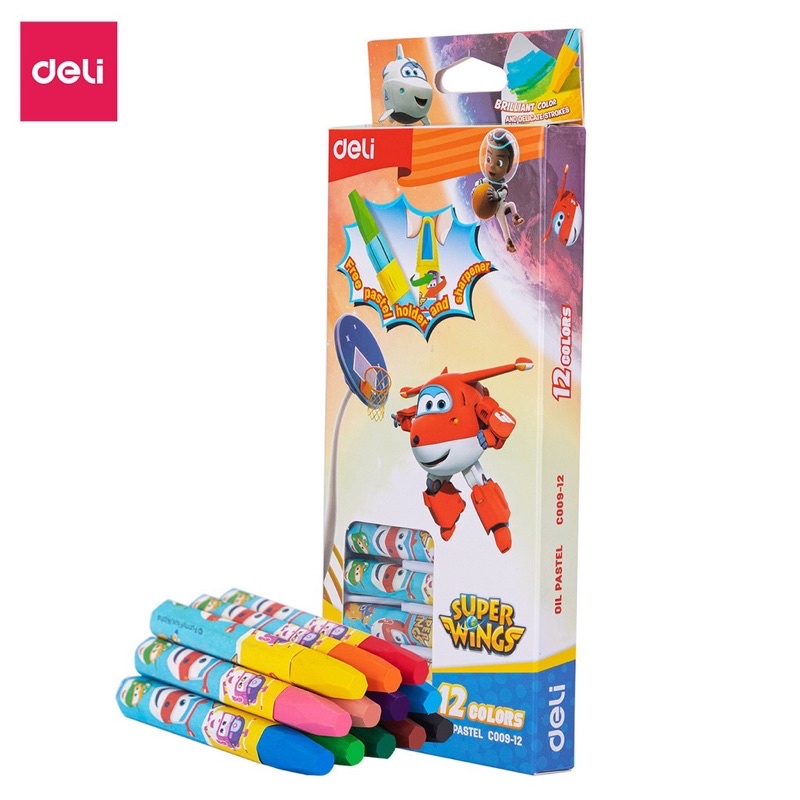 Hộp bút sáp dầu deli super wings mới 2023