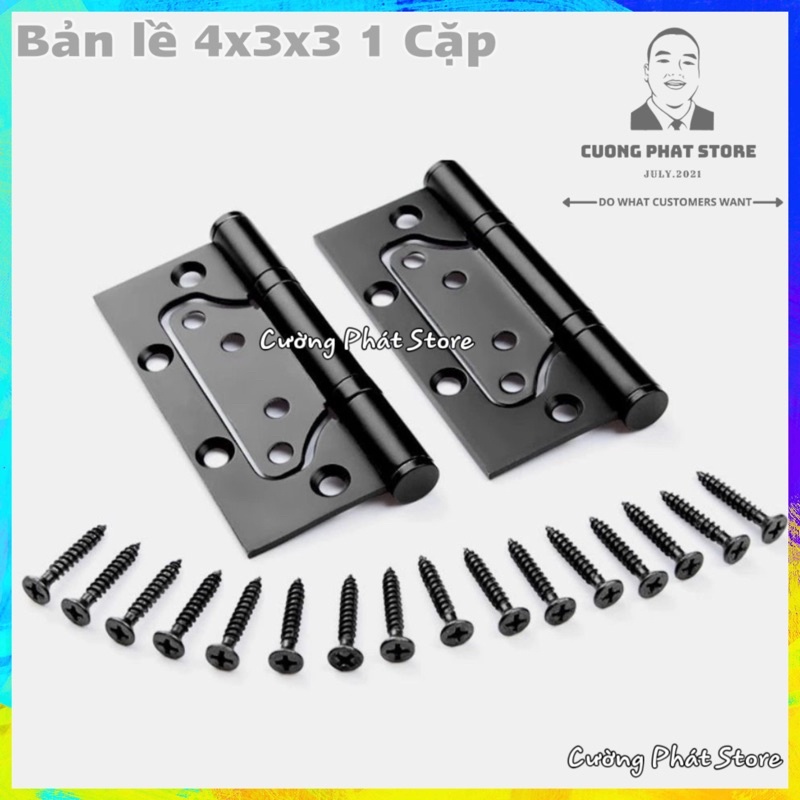 Bản lề âm dương màu đen 4 inch bằng inox 201 dày 2.5mm cho cửa gỗ, cửa nhựa, cửa nhôm