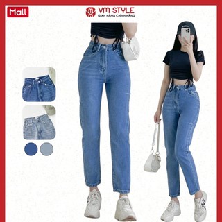 Quần jean baggy nữ VMSTYLE lưng cao rách đùi 2 bên lai thường N112 - QJB00012