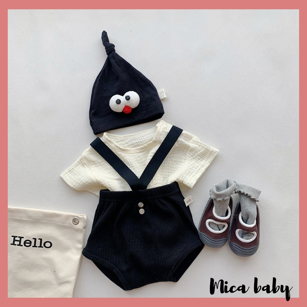 Quần sooc yếm ngắn trẻ em chất thun co giãn đáng yêu cho bé QA81 Mica baby