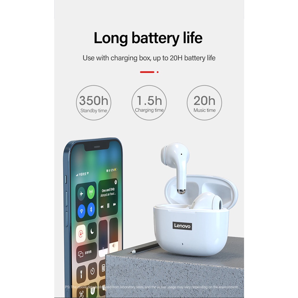 Tai nghe bluetooth Lenovo LP40PRO, cảm ứng chạm, âm thanh hifi, chống nước, nghe nhạc 5h, bảo hành 12 tháng