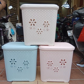 Giỏ/rổ đựng đồ có nắp hoa nhựa việt nhật 5159