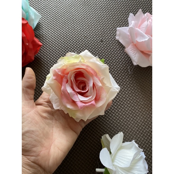 Đầu Bông Hoa Hồng trang trí nhà cửa, cắm bình- hoa giả, hoa vải lụa