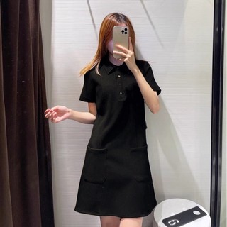 Váy polo đen cổ đức 2 túi bên