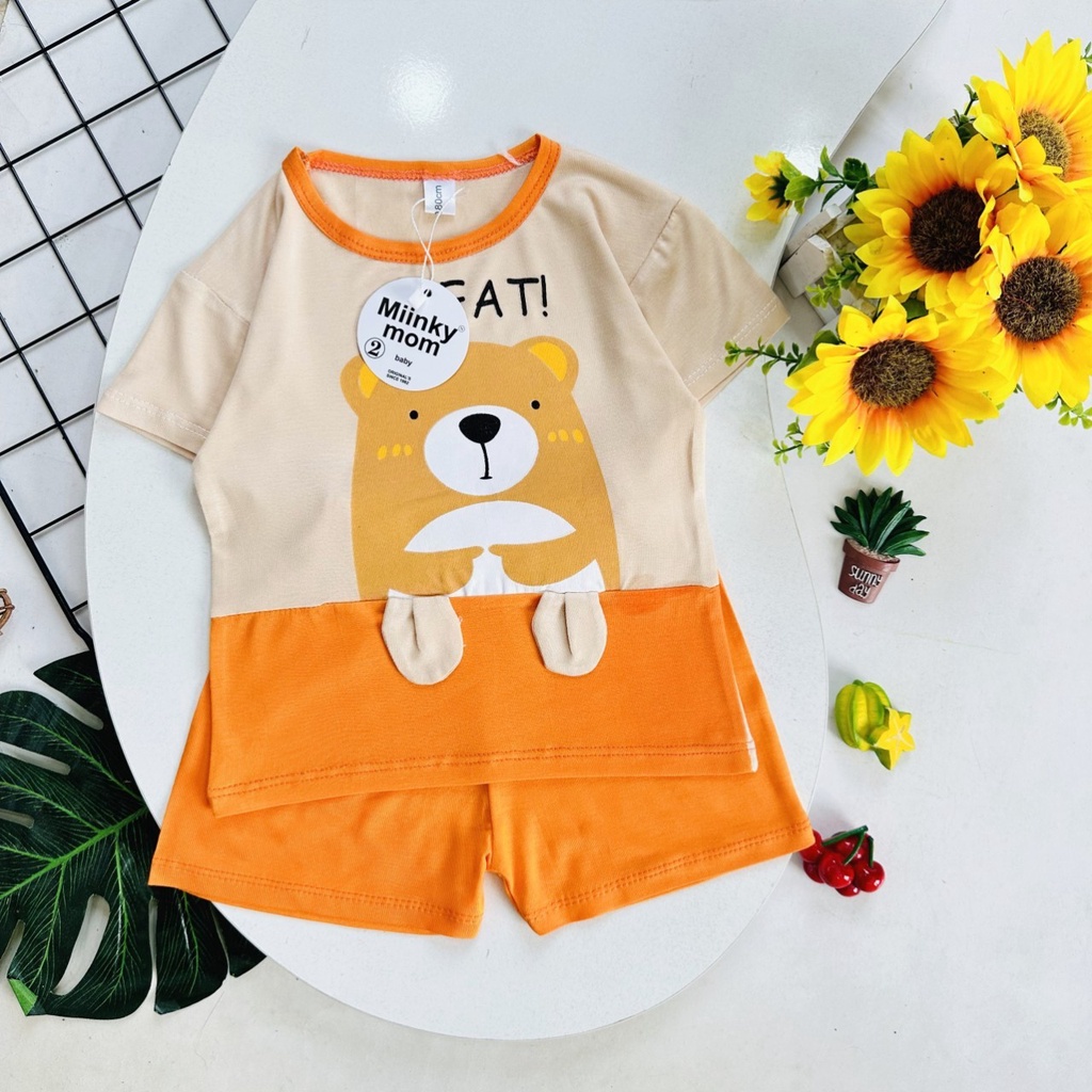 Đồ bộ bé gái , đồ bộ bé trai cộc tay thun lạnh cho bé từ 5kg đến 15kg - JKIDSVN