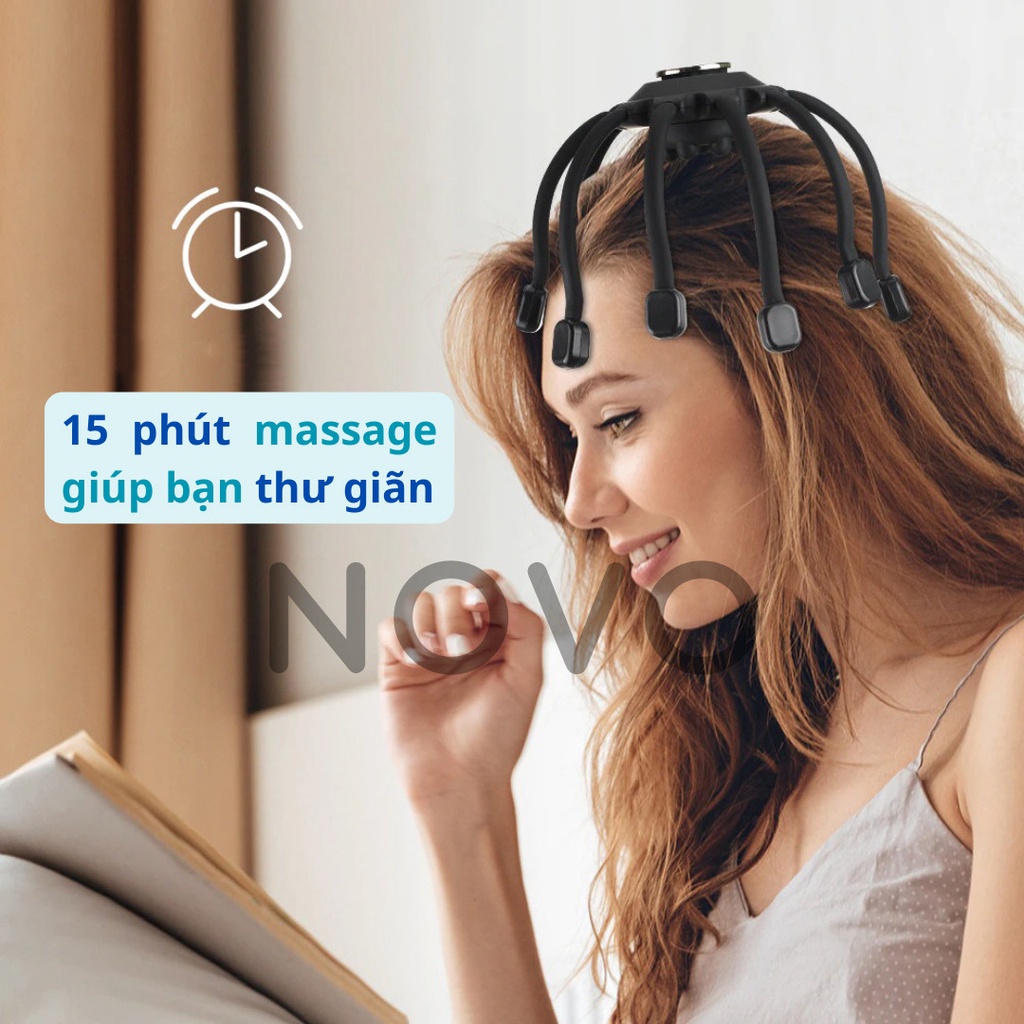 Máy Massage Đầu NOVO - Máy Mát Xa Đầu Có Nhạc Bluetooth Rung Giúp Thư Giãn & Giảm Stress Cải Thiện Giấc Ngủ