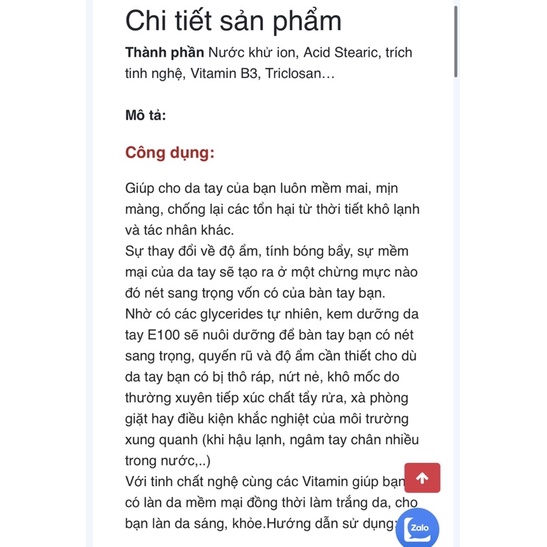 Kem dưỡng da tay E100 típ 80gram