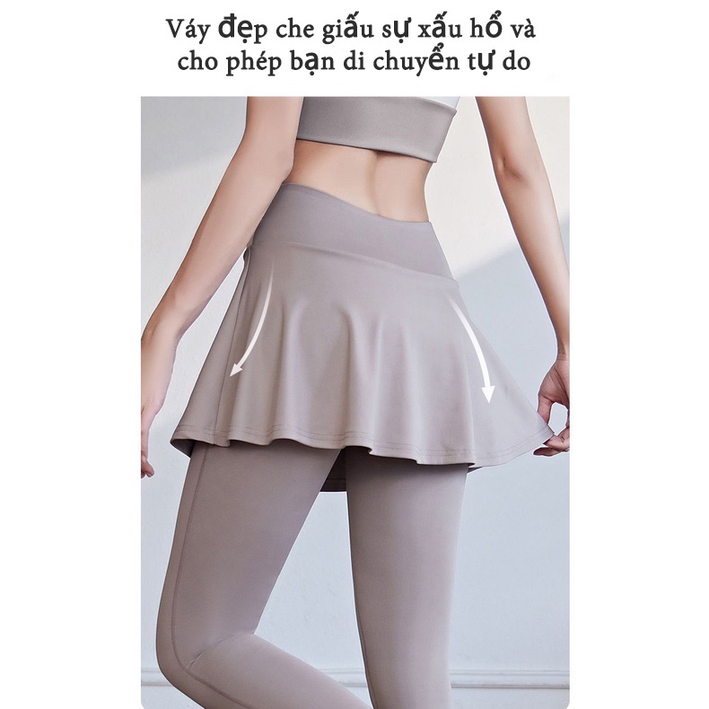 Váy Quần Legging Lưng Cao Co Giãn Nhanh Khô Thoáng Khí Màu Sắc Tương Phản Thời Trang Tập Yoga