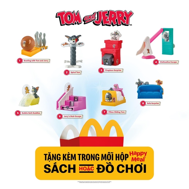 Bộ đồ chơi Tom & Jerry McDonald’s (lẻ) nguyên seal