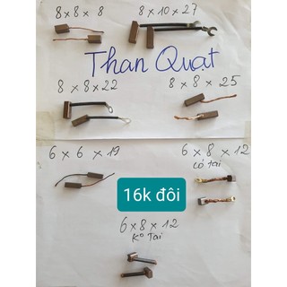 Than quạt nhiều cỡ, chổi than quạt. giá 1 cặp