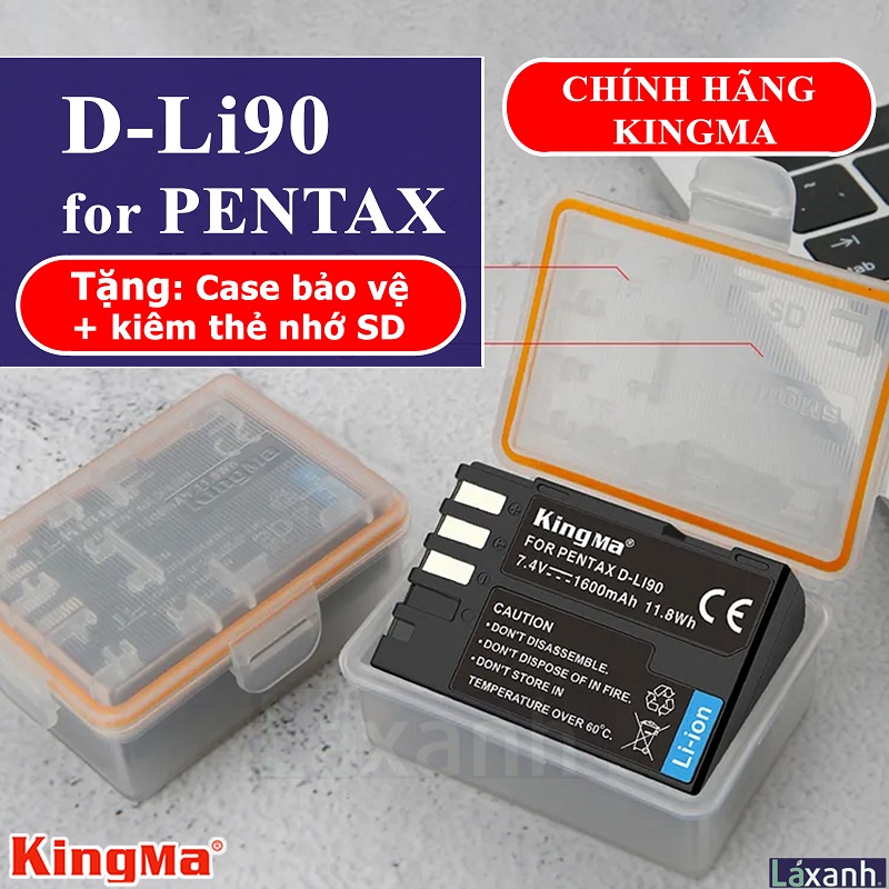 Pentax D-Li90 D-BC90 | Pin và sạc máy ảnh chính hãng Kingma DLi90 DBC90 cho Pentax K1 K3 K5 K7 645 K-1 K-3 K-5 K-7