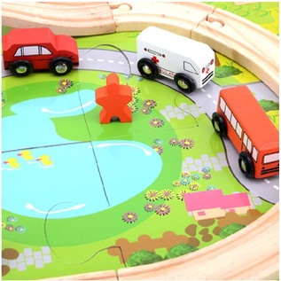 Đồ chơi gỗ thông minh cho bé trai, lắp ghép mô hình giao thông thành phố cho trẻ em