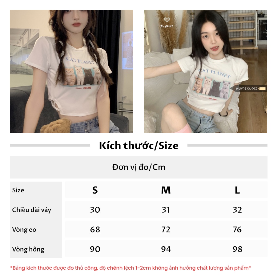 Áo croptop thun nữ tay ngắn hoạ tiết chú mèo màu trắng mỏng mùa hè áo croptop ôm eo hình mèo