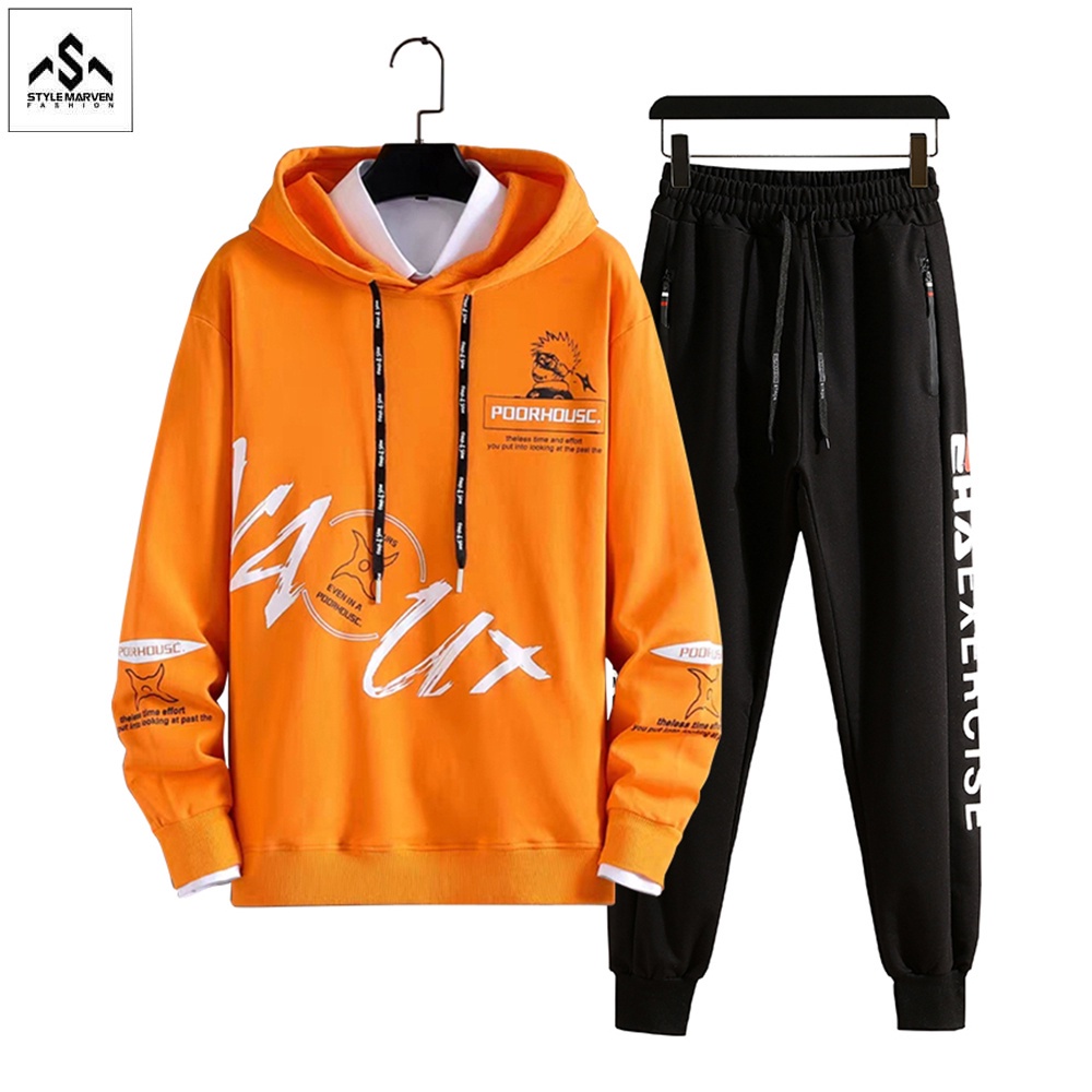 Đồ bộ nam STYLE MARVEN áo hoodies nỉ dài tay VA UT và quần jogger thể thao - TOP 200 + JG 75