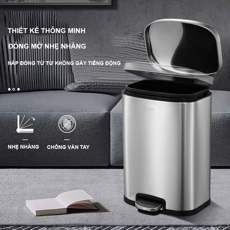 Thùng rác đạp chân CCKO có nắp bật inox cao cấp