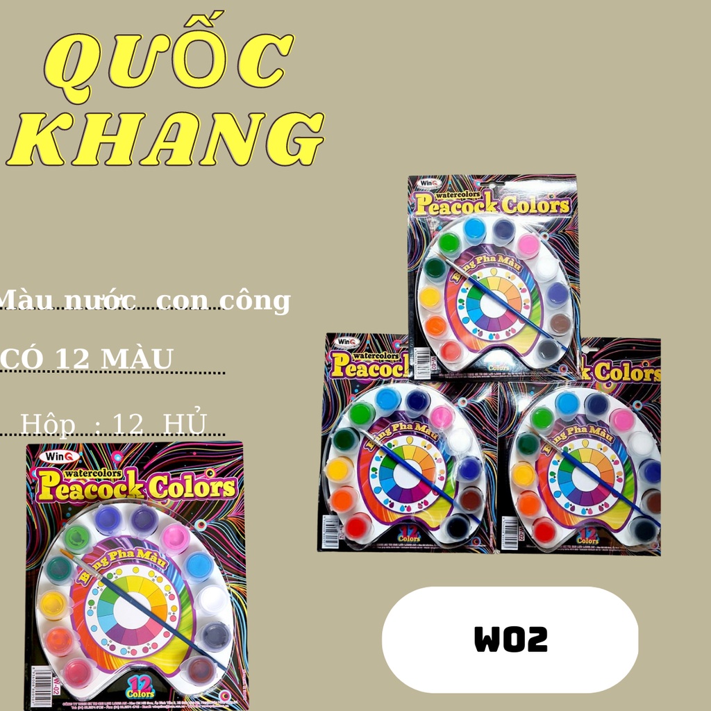 Màu Nước Con Công 12 Màu WinQ W-02