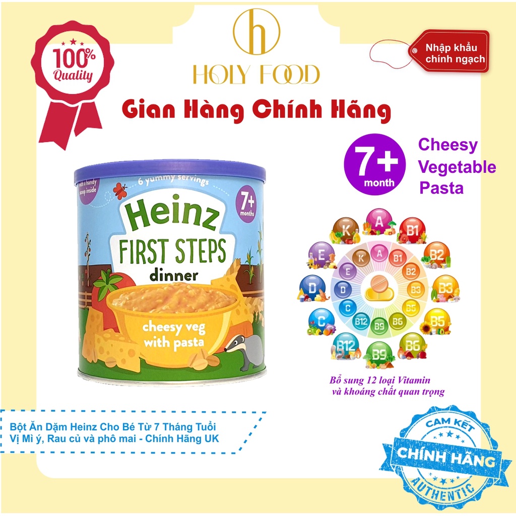 Bột Heinz Vị Mỳ Ý, Ngũ cốc, Phô mai thơm ngon cho bé ăn dặm từ 7 tháng tuổi Date 11/2023 200g