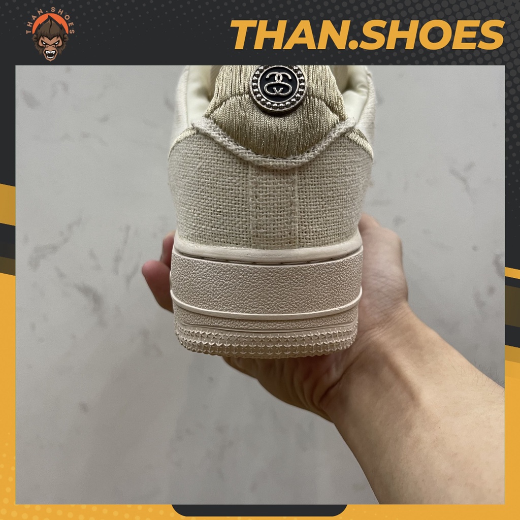 Giày Air Force 1 Low Stussy Fossil, AF1 Vải Canvas - Than.Shoes