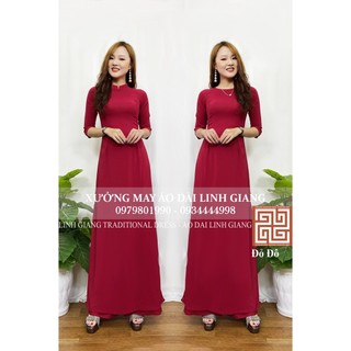 Áo dài màu đỏ đô _ lụa nhật _ co giãn