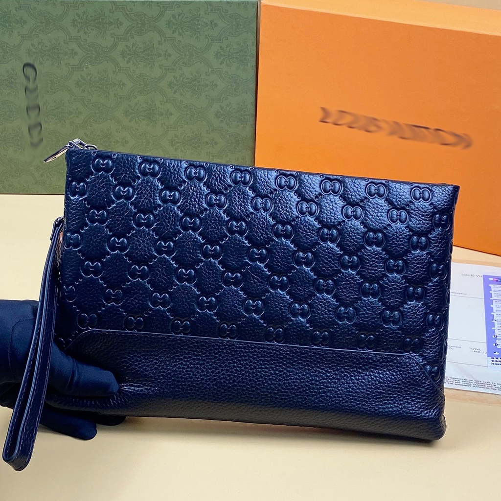 Clutch Kẹp Nách Màu Đen Form Gucci Chất Liệu Da Cao Cấp Sang Trọng Đẳng Cấp - Ví Cầm Tay Nam