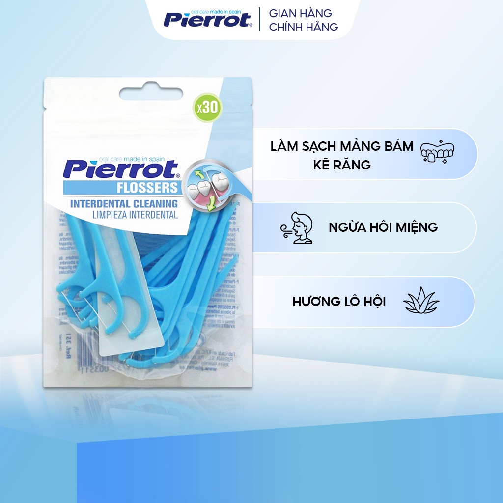 [Tặng 1 miếng mặt nạ Sambijo] Chỉ kẽ răng Pierrot FIossers tây ban nha 30pcs