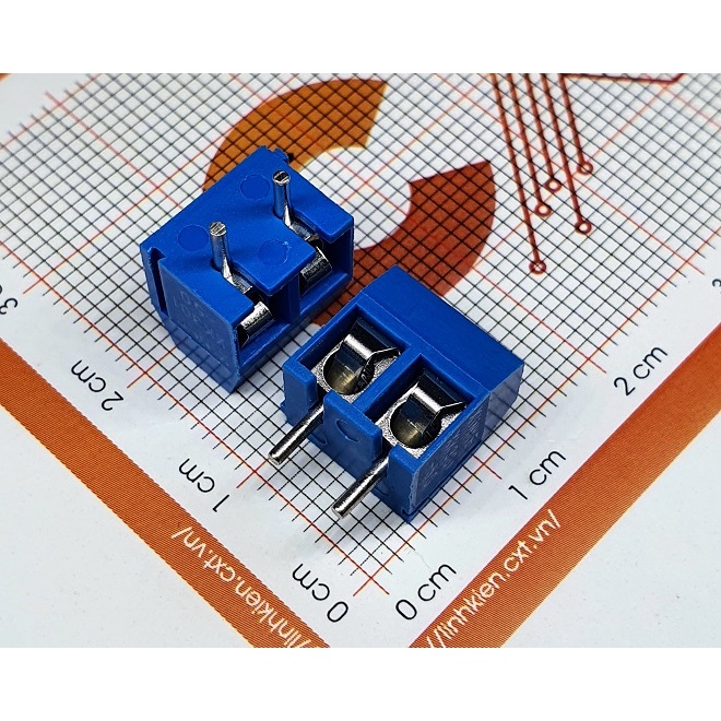 (Domino 5.0) Cầu đấu 5.0mm KF301 2P 3P xanh dương - Chân đồng tròn