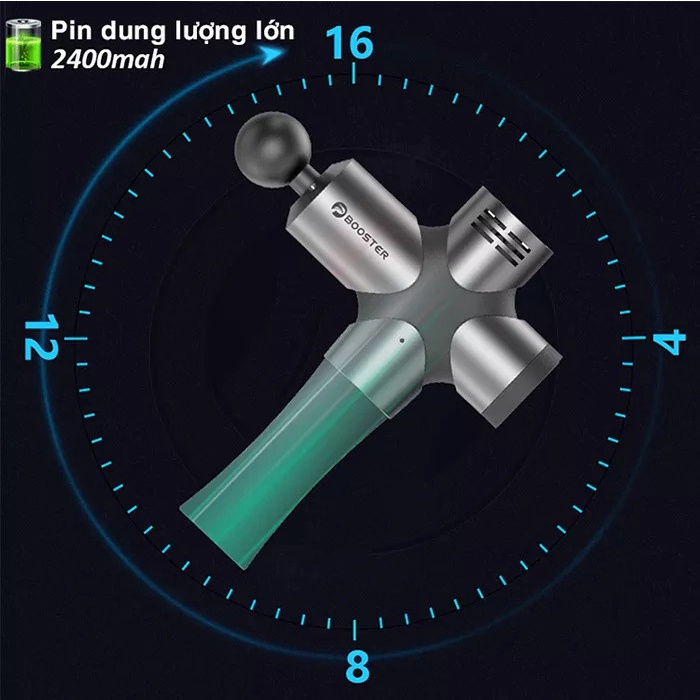 11 ĐẦU MASSAGER - TẶNG TÚI ĐỰNG - Máy massager BOOSTER PRO 3 công suật 126W max lực massa 12mm giúp bạn massa sâu