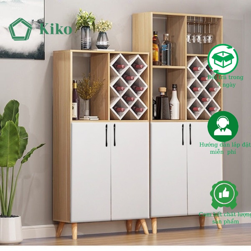 Tủ Rượu Gỗ Nhỏ Kèm Gía Treo Ly - Gỗ MDF 15mm chống Mọt Đa Năng KIKO TR 1089