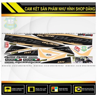 TEM RỜI WAVE BLADE 110 MẪU VÀNG ĐỒNG DÁN XE ĐEN
