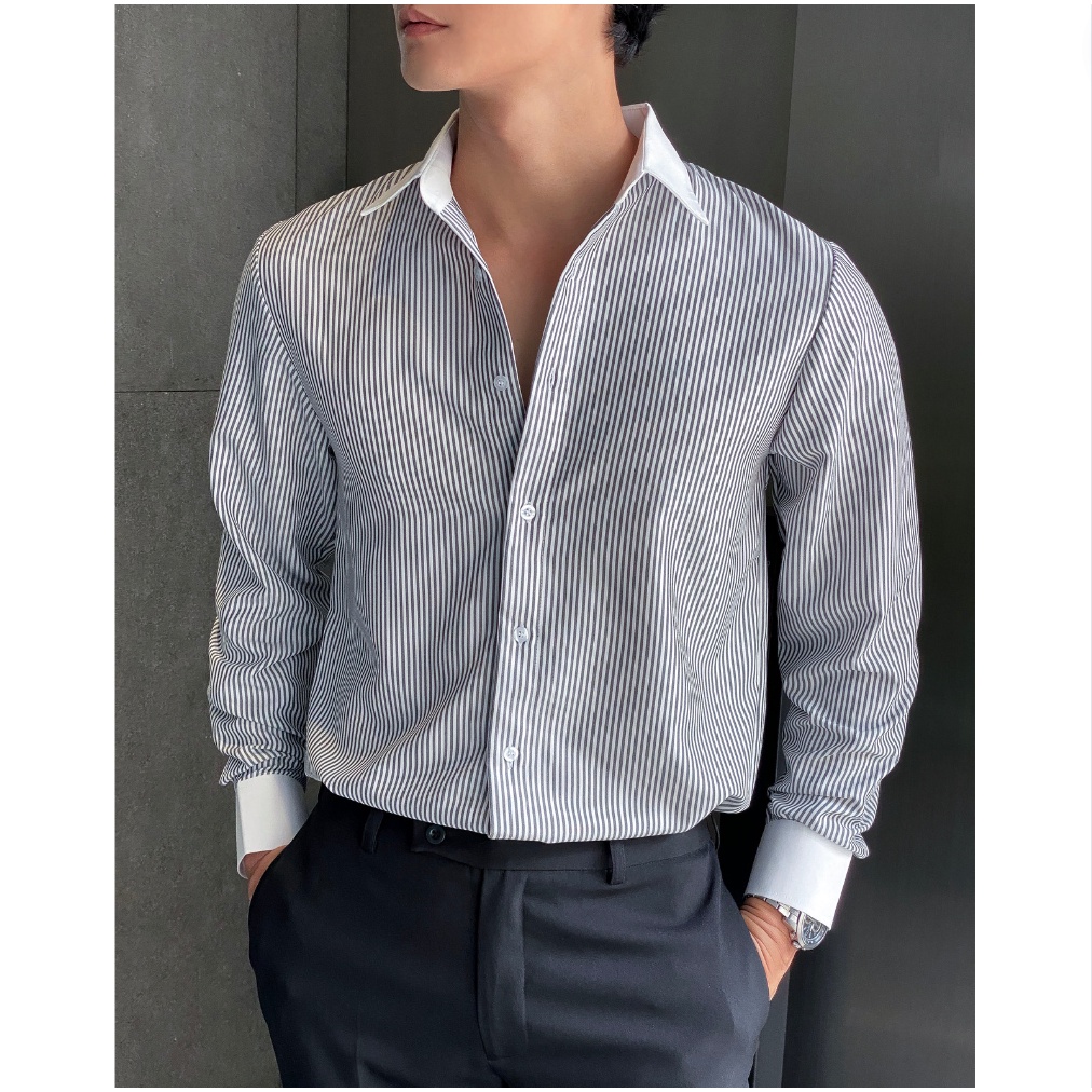 Áo sơ mi nam MANDY Fullbox dài tay kẻ sọc chuẩn form - vải co giãn nhẹ chống nhăn | BigBuy360 - bigbuy360.vn