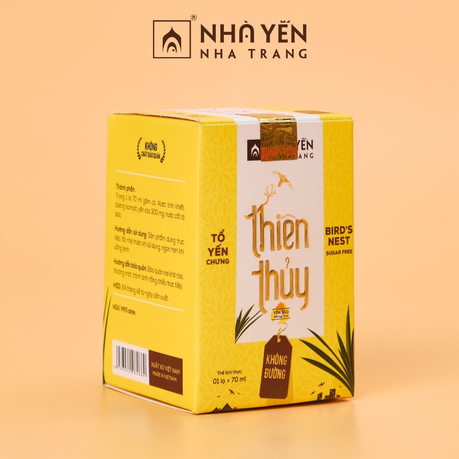 Nước yến chưng sẵn Thiên Thủy vị Lá dứa Nhà Yến Nha Trang Hộp 1 lọ Không đường Tổ yến chưng sẵn Yến sào chưng sẵn