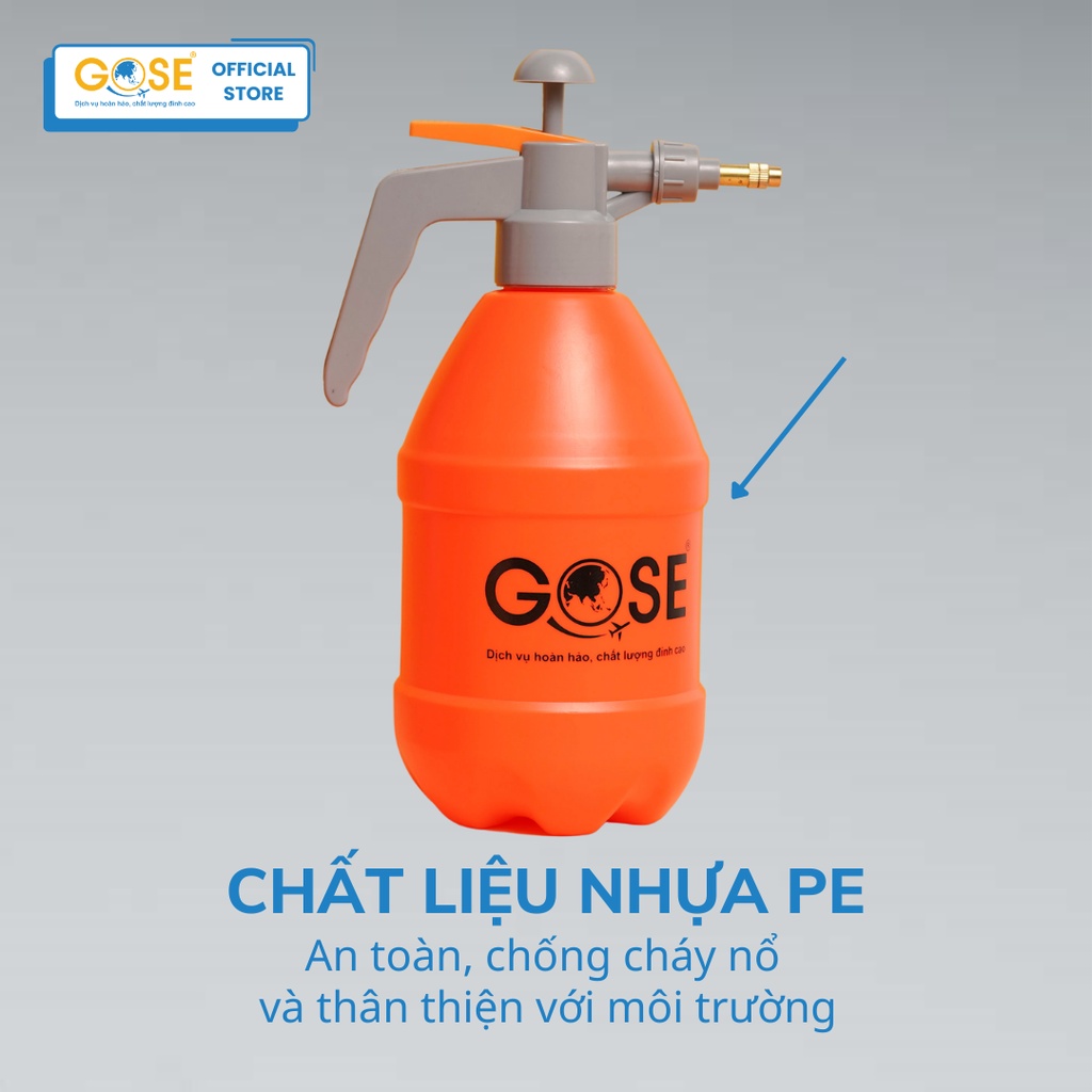 Bình tưới cây cảnh GOSE chính hãng 2L 3L vòi phun nước phun sương 2 chế độ tiện lợi