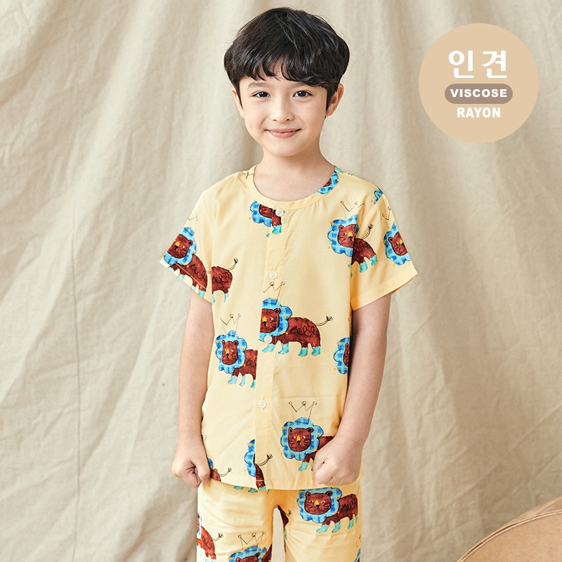 Đồ bộ pijama mặc nhà Viscose Rayon mùa hè cho bé gái bé trai Unifriend Hàn Quốc U2023-16