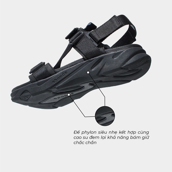 SHONDO | Sandal Shondo nam nữ full đen F8M1111