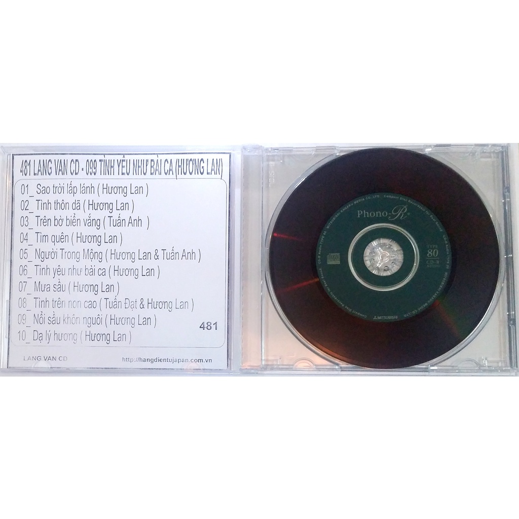 ĐĨA CD 481 -LANG VAN CD - 099 TINH YEU NHU BAI CA (HUONG LAN) chất lượng cao