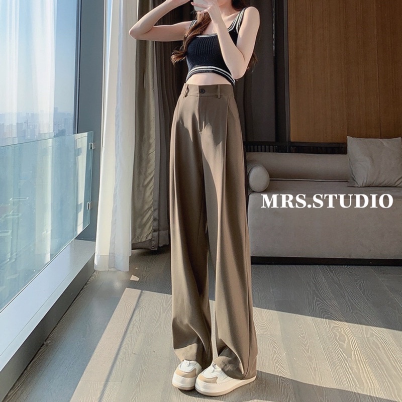 Quần ống rộng 1 ly MRS tôn dáng che bụng cạp cao MRQ045G