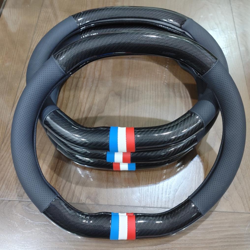 Vỏ bọc vô lăng xe hơi Peugeot 4008 5008 2008 loại carbon d cut 2 đầu có lỗ thông hơi thoáng khí cao cấp