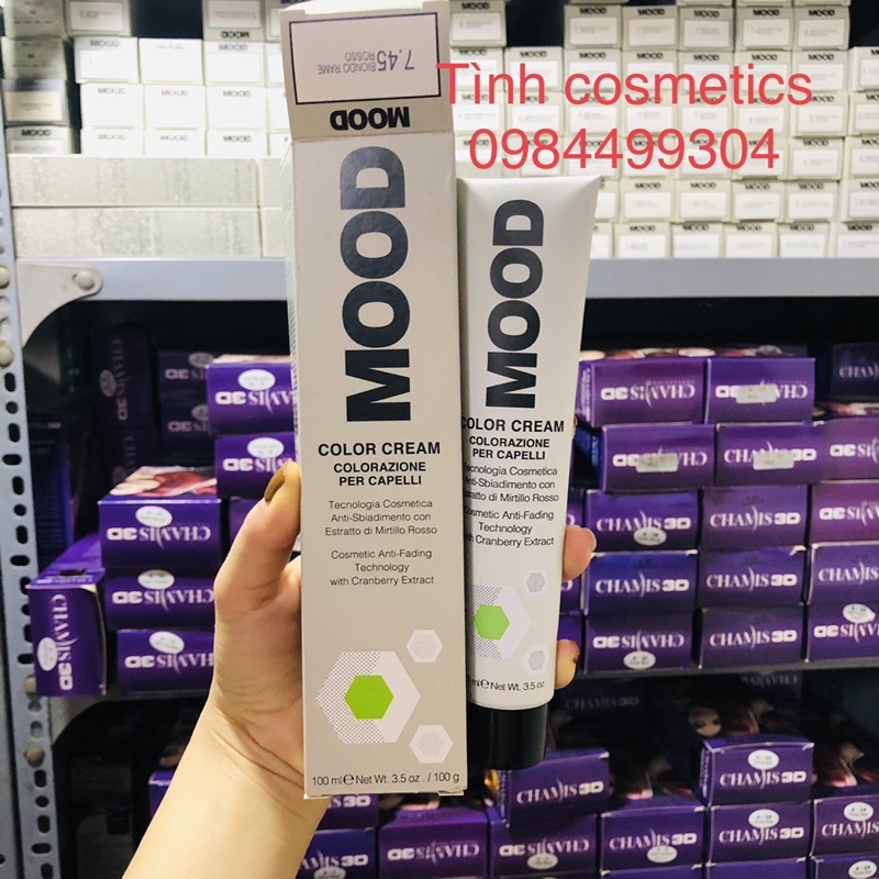 Thuốc Nhuộm tóc Mood Italy màu đỏ đồng sáng 7.45, kem nhuộm tóc thời trang, màu đẹp, lâu phai, giữ bền màu, kèm oxy trợ