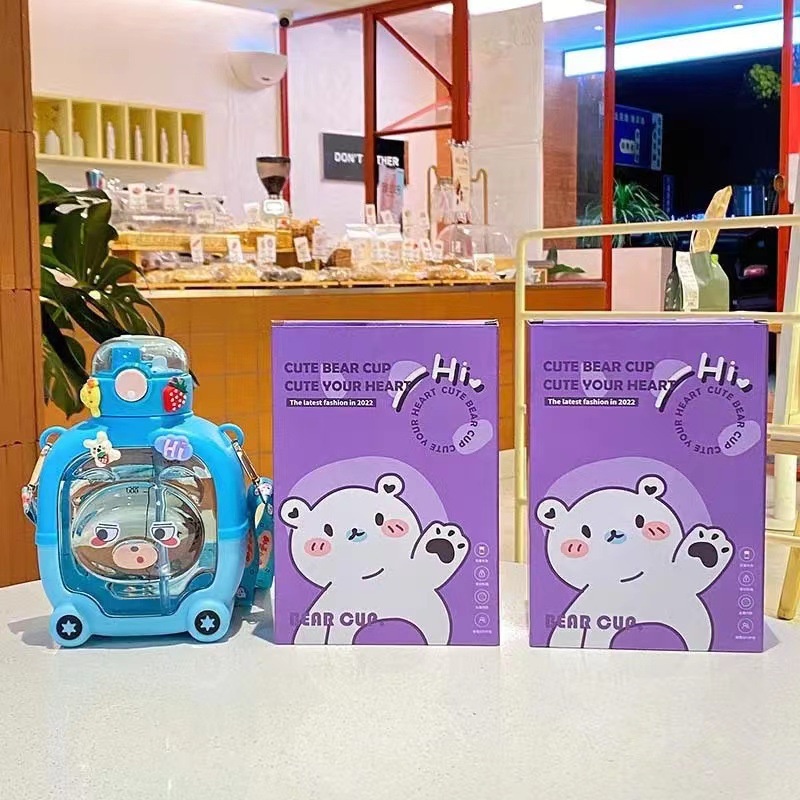 Bình Đựng Nước Hình Gấu 1000ml Cute Bear Cup Cho Bé Siêu Xinh